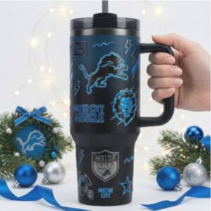 Detroit Lions Motor City Muscle Blackout Edition 40oz Tumbler with Handle