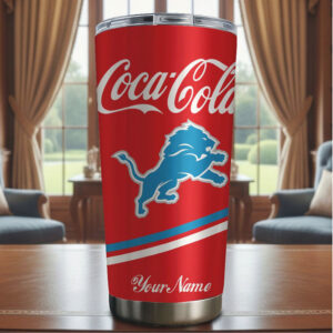 Detroit Lions x Coca Cola Custom Name Laser Engraved Style Tumbler