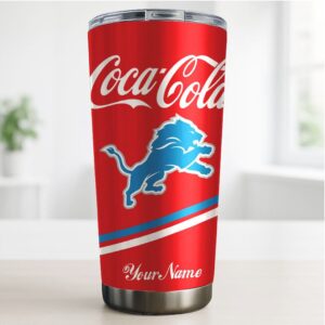 Detroit Lions x Coca Cola Custom Name Laser Engraved Style Tumbler