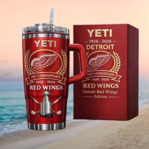Detroit Red Wings 100th Anniversary 1926 2026 Stanley Tumbler Tribute Red Yeti Tumbler