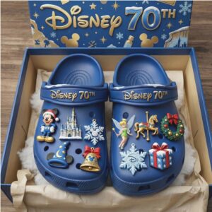 Disney 70th Anniversary Blue Crocs with Festive Charms Crocs