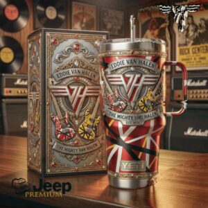 Eddie Van Halen “The Mighty Van Halen” Tribute Guitar Art Tumbler
