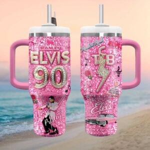 Elvis Presley 90Th Anniversary Pink Diamond Tumbler Design