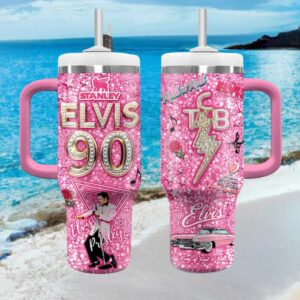 Elvis Presley 90Th Anniversary Pink Diamond Tumbler Design