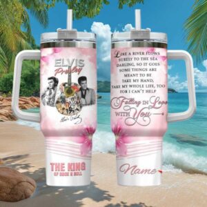Elvis Presley “Falling In Love With You” Pink Floral 40oz Custom Tumbler