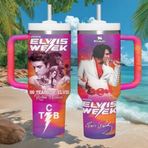 Elvis Week 2025 Rockin' Forever 90 Years of Elvis 40oz Stanley Style Tumbler