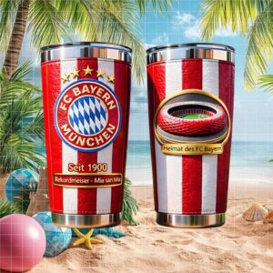 FC Bayern Munchen Allianz Arena Tribute Leather Style Travel Tumbler