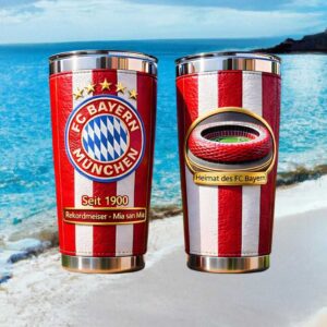 FC Bayern Munchen Allianz Arena Tribute Leather Style Travel Tumbler