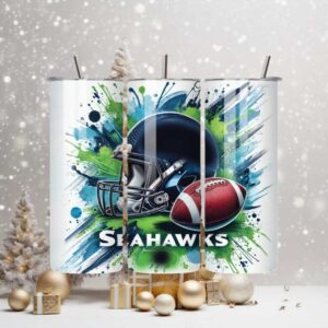 Football Helmet and Ball Graphic Seahawks Tumbler