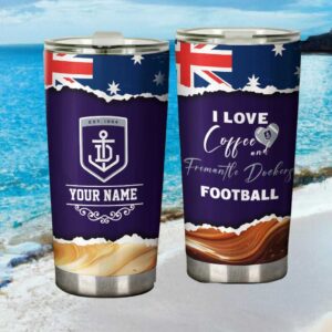 Fremantle Dockers Afl Personalized Coffee Tumbler Australian Flag Design