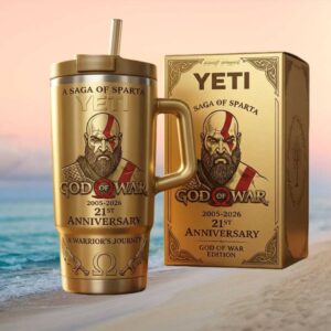 God of War 21st Anniversary Saga of Sparta Gold 40oz Tumbler