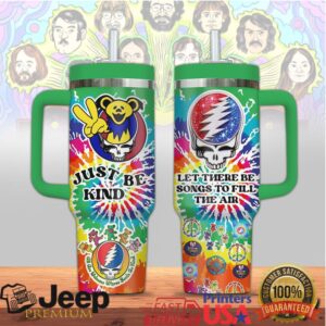 Grateful Dead Just Be Kind Dancing Bear Tie Dye Tumbler