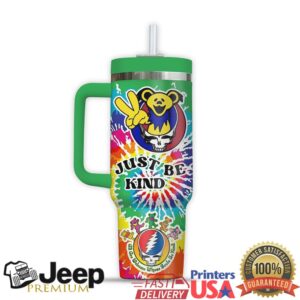 Grateful Dead Just Be Kind Dancing Bear Tie Dye Tumbler