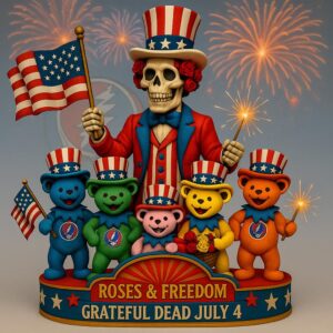 Grateful Dead Roses & Freedom July 4th Desktop Ornament