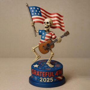 Grateful Dead Skeleton Holding American Flag Desktop Ornament