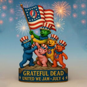 Grateful Dead United We Jam July 4th Musical Bear Desktop Ornament
