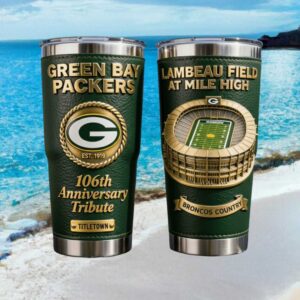 Green Bay Packers 106th Anniversary Tribute Lambeau Field Leather Style Tumbler