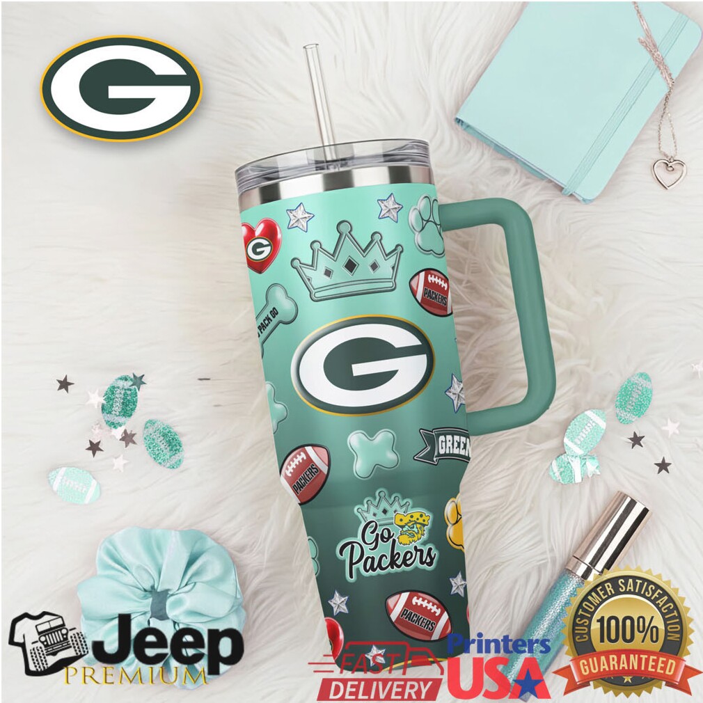 Green Bay Packers Teal Gradient Insulated Tumbler with Handle Green Bay Packers Teal Gradient Insulated Tumbler with Handle
