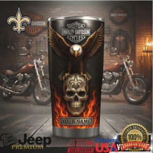 Harley Davidson Fire Skull Custom Tumbler