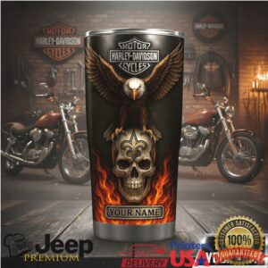 Harley Davidson Fire Skull Custom Tumbler