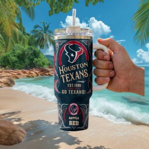 Houston Texans Est. 1999 Battle Red Fan 40oz Insulated Tumbler