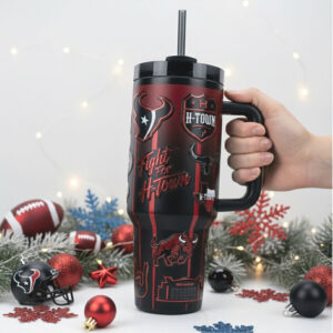 Houston Texans Fight For H Town Matte Red & Black 40oz Tumbler