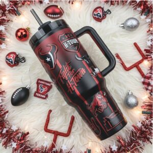 Houston Texans Fight For H Town Matte Red & Black 40oz Tumbler