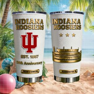 Indiana Hoosiers 139th Anniversary Cream & Crimson Leather Wrap Tumbler