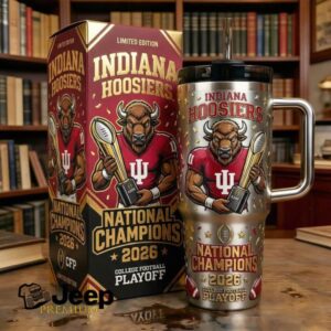 Indiana Hoosiers 2026 CFP National Champions Buffalo Mascot Steel Tumbler