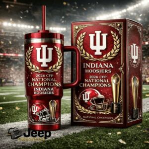 Indiana Hoosiers 2026 CFP National Champions Metallic Crimson & Gold Wreath Tumbler
