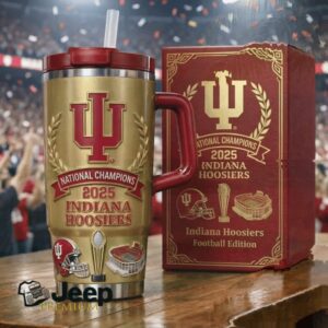 Indiana Hoosiers Football Edition 2025 National Champions Gold Leaf Collector Tumbler