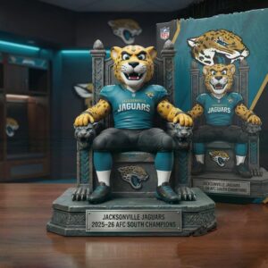 Jacksonville Jaguars 2025 26 AFC South Champions Mascot Throne Ornament