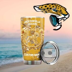 Jacksonville Jaguars Nfl Gold Floral Jaguar Custom Tumbler