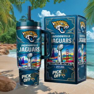 Jacksonville Jaguars Picked Off Super Bowl 2026 40oz Insulated Tumbler