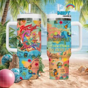 Jimmy Buffett Margaritaville “Heaven for Me” Beach Pattern 40oz Tumbler
