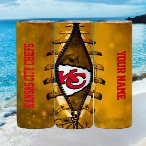 Kansas City Chiefs Nfl Football Laces Gold Personalized Tumbler