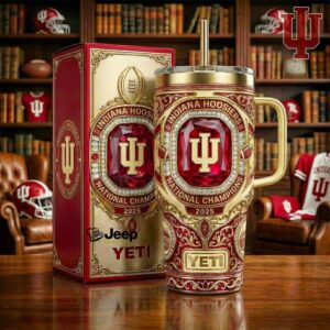 Limited Edition IU Hoosiers 2025 National Champions Gold Embossed Tumbler