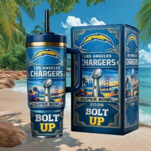 Los Angeles Chargers Bolt Up Super Bowl 2026 Insulated Travel Tumbler
