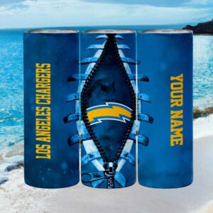 Los Angeles Chargers Nfl Zipper Football Laces Custom Name Tumbler