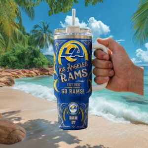 Los Angeles Rams 40oz Insulated Tumbler Vintage Ram It Style Tumbler with Handle