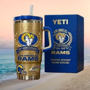 Los Angeles Rams 90th Anniversary 1936 2026 Gold and Blue YETI Style Tumbler
