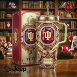 Luxury Indiana Hoosiers 2025 National Champions Gold & Ruby Inset Tumbler