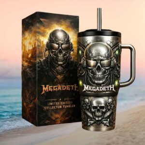 Megadeth Limited Edition Collector Tumbler 3D Skull Embossed 40oz Travel Tumbler