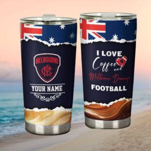 Melbourne Demons Afl Coffee Football Custom Name Tumbler