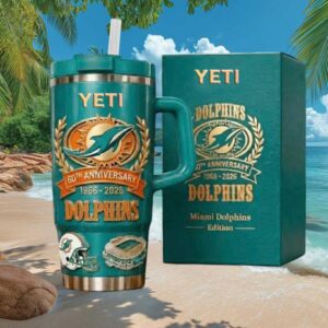 Miami Dolphins 60th Anniversary 1966 2026 Limited Edition 40oz Tumbler