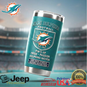Miami Dolphins  Roadie Game Ball Tumbler