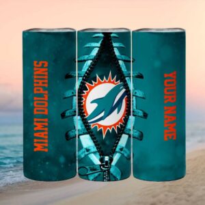 Miami Dolphins Tumbler Ribcage Custom Name Tumbler Design