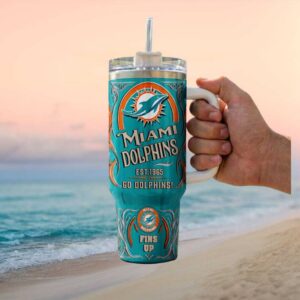 Miami Dolphins Vintage 40oz Tumbler with Handle   Fins Up Est 1965