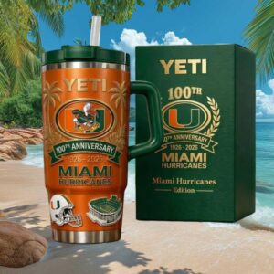 Miami Hurricanes 100th Anniversary Orange Edition Insulated Tumbler with Stadium Art