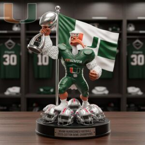 Miami Hurricanes 2025 Cotton Bowl Champions Mascot Desktop Ornament
